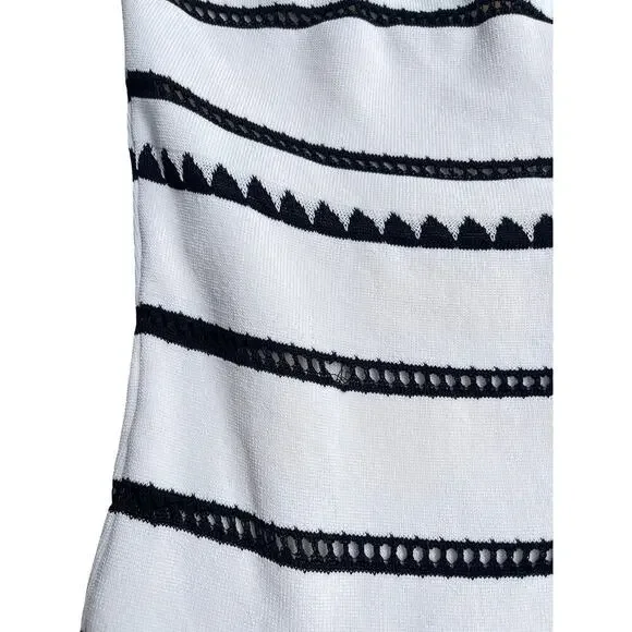 Ronny Kobo White Black Off Shoulder Stretchy Knit Top - Size XS - Picture 8 of 12